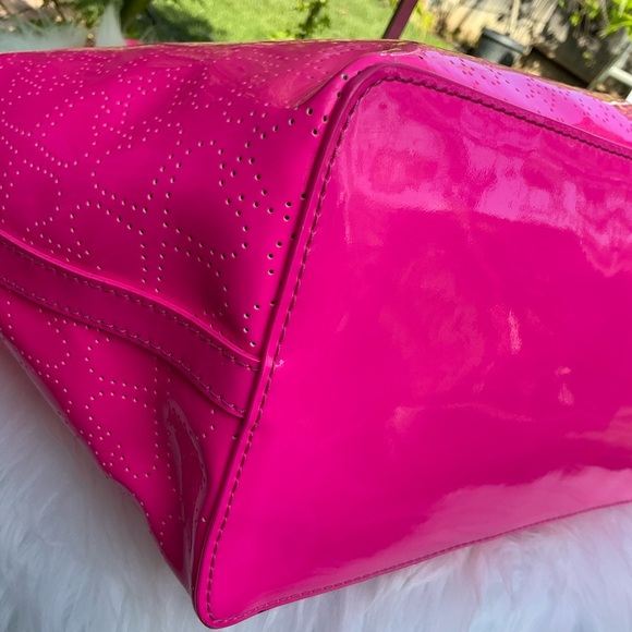 Kate Spade New York Neon Pink Tote Shoulder Hand Bag Patent Leather - Picture 8 of 11